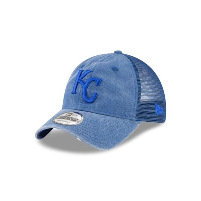 Blue Kansas City Royals Hat - New Era MLB Tonal Washed Trucker 9TWENTY Adjustable Caps USA8950671